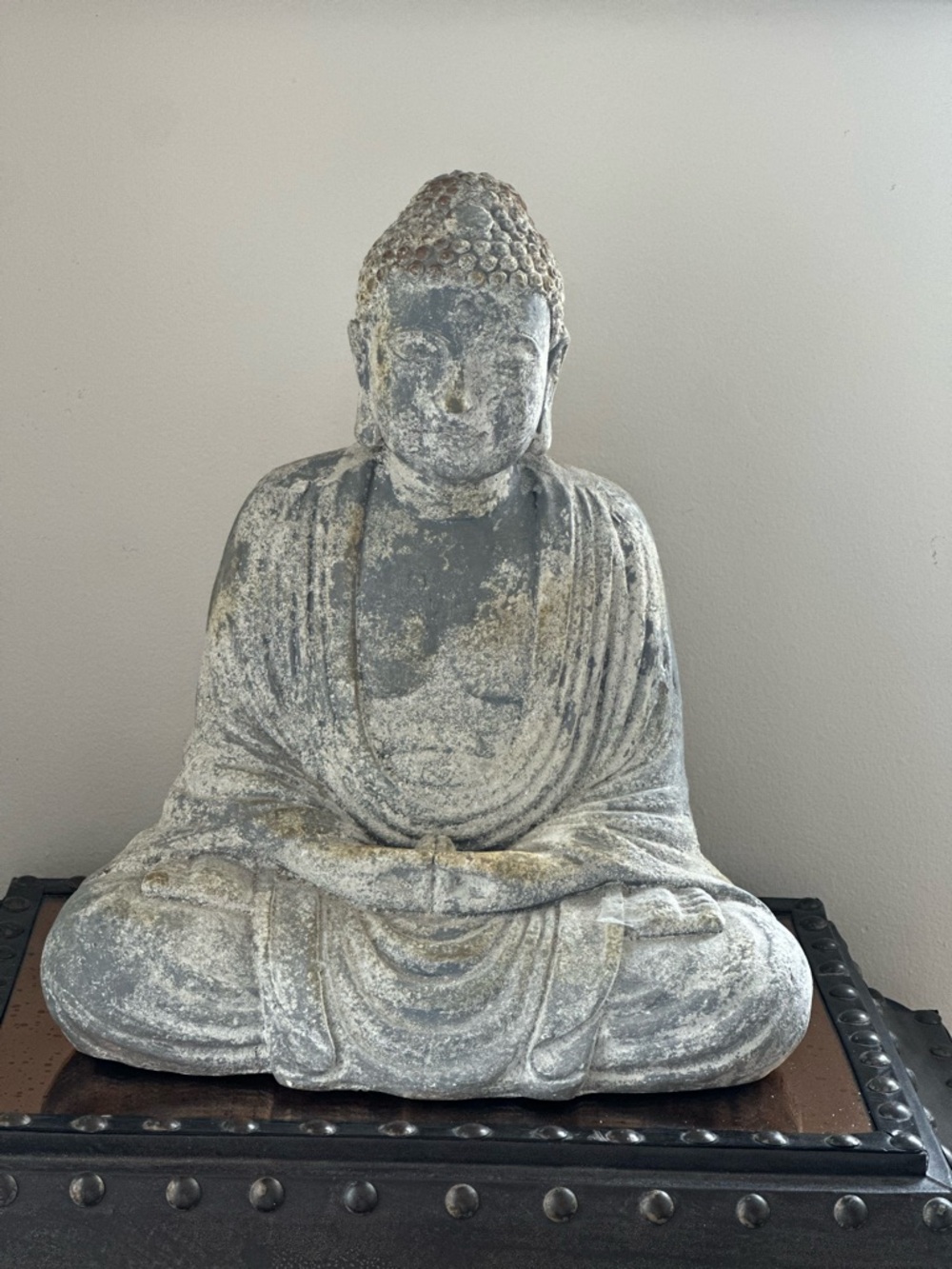 Gray Stone Buddha Statue Home Art Accent